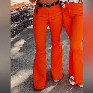 Orange Super Flare Bootcut Jeans